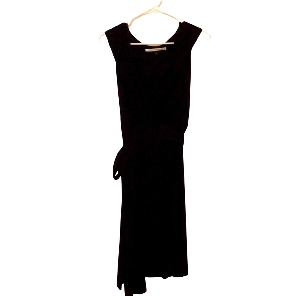 Diane Von Furstenberg Black Cap Sleeve Wrap Dress, size 2
